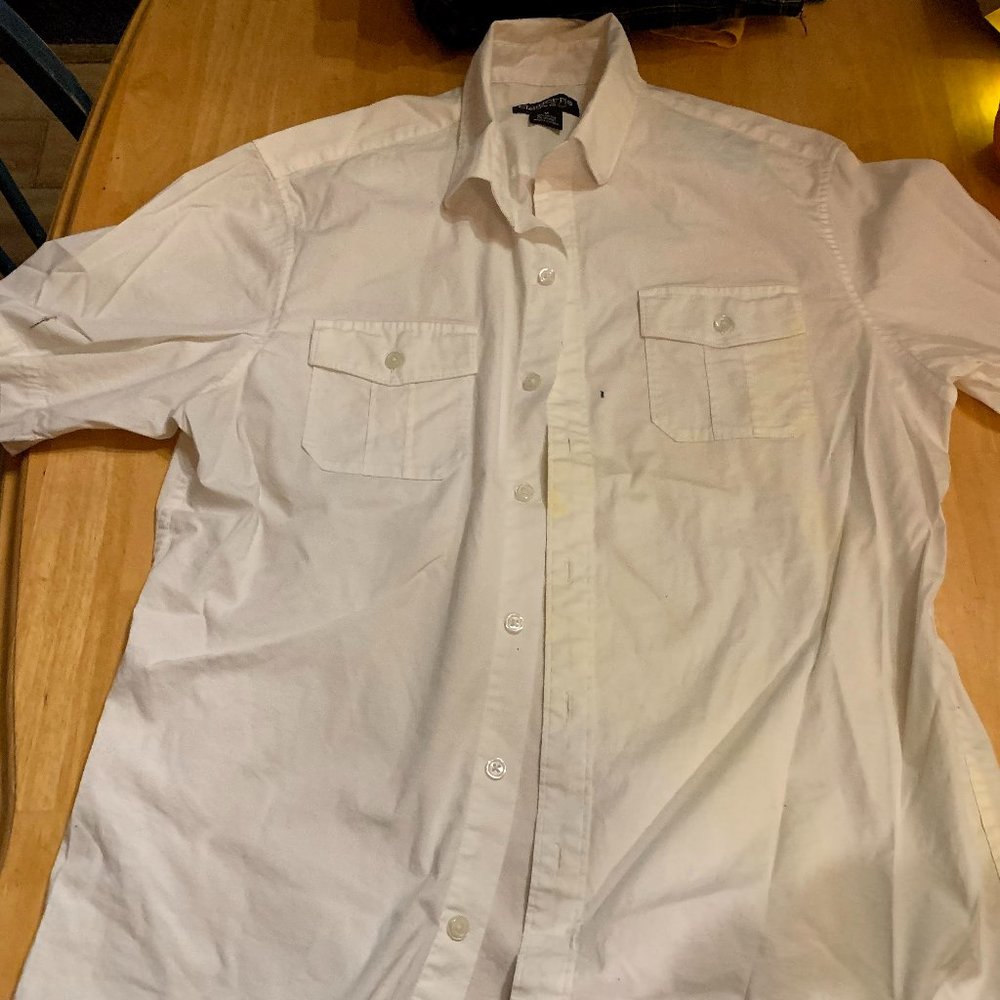 Med Liz Claiborne Mens Short Sleeve White Shirt